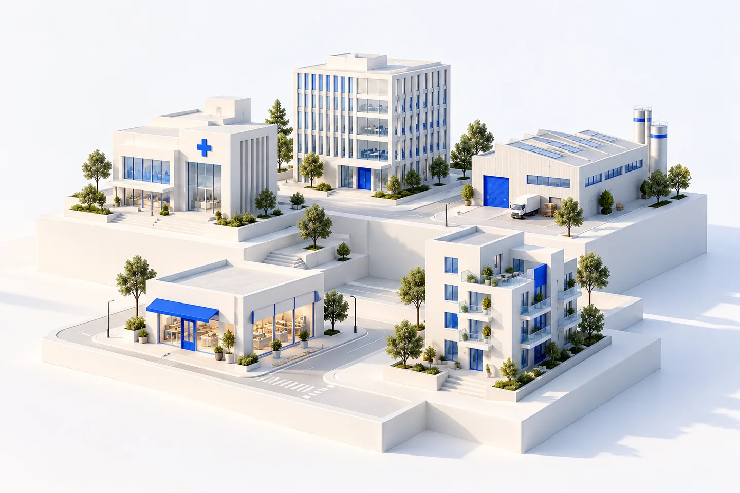 Conceptual model connecting healthcare, business, retail and industry