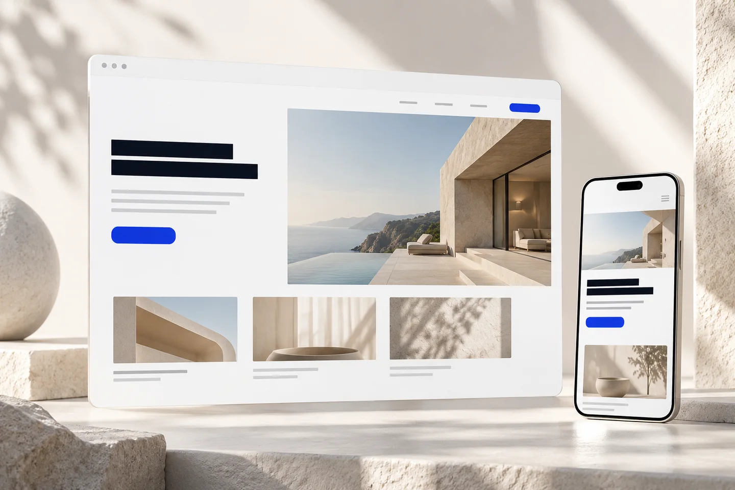 Conceptual responsive web design and development illustration