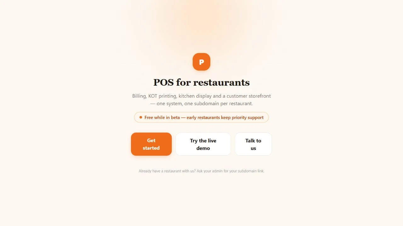 Saffron Kitchen is Billing’s public demo storefront, shown with sample content.